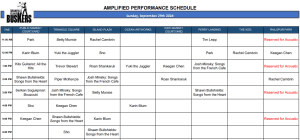 Sunday, September 29, 2024: Outdoor Amplified Performance Schedule