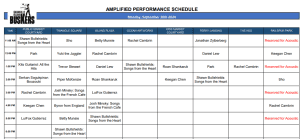 Monday, September 30, 2024: Outdoor Amplified Performance Schedule