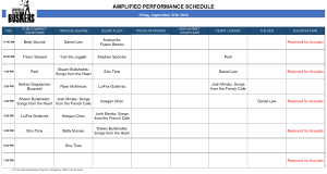 Friday, September 27, 2024: Outdoor Amplified Performance Schedule