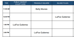 Tuesday, October 8th 2024: Outdoor Amplified Performance Schedule