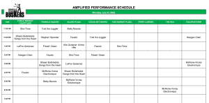 Monday, July 21, 2025: Outdoor Amplified Performance Schedule