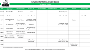 Thursday, July 17, 2025: Outdoor Amplified Performance Schedule