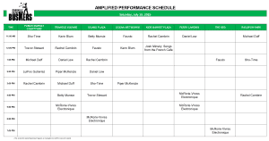 Saturday, July 19, 2025: Outdoor Amplified Performance Schedule