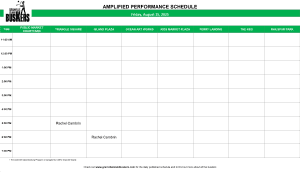 Friday, August 15, 2025: Outdoor Amplified Performance Schedule