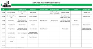 Sunday, August 10 2025: Outdoor Amplified Performance Schedule