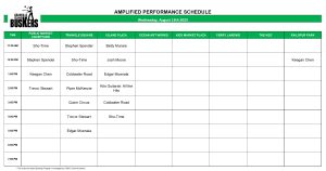 Wednesday, August 13, 2025: Outdoor Amplified Performance Schedule