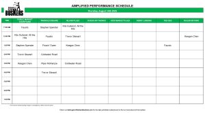 Thursday, August 14, 2025: Outdoor Amplified Performance Schedule