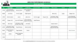 Monday, August 4 2025: Outdoor Amplified Performance Schedule