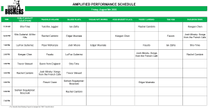 Saturday, August 9 2025: Outdoor Amplified Performance Schedule