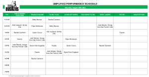 Saturday, August 16, 2025: Outdoor Amplified Performance Schedule