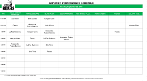 Monday, September 22, 2025: Outdoor Amplified Performance Schedule